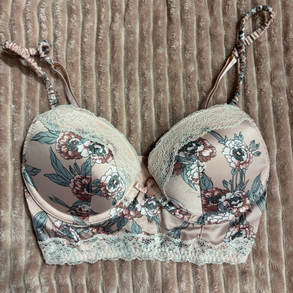 Floral Lace Trim Bra
